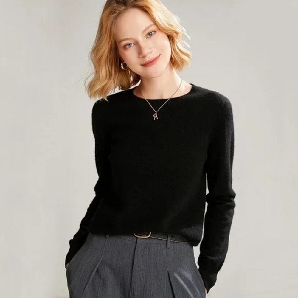 Lord & Taylor Classic Black Crewneck Sweater